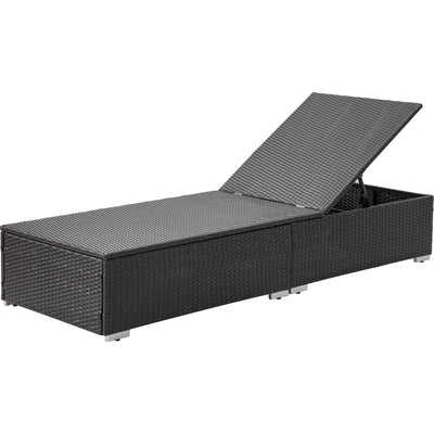 Chaise Lounges for Beach, 3Pcs Patio Furniture Set with Coffee Table, Outdoor Chaise Lounge Chairs with Adjustable Back, All-Weather Rattan Reclining Lounge Chair for Backyard, Garden, Pool, L4549