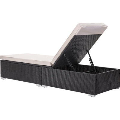 Chaise Lounges for Beach, 3Pcs Patio Furniture Set with Coffee Table, Outdoor Chaise Lounge Chairs with Adjustable Back, All-Weather Rattan Reclining Lounge Chair for Backyard, Garden, Pool, L4549