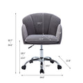 Velvet Desk Chairs, Modern Swivel Accent Vanity Chair with Wheels, Ergonomic Office Arm Chair with Padded Back Seat, Height Adjustable Mid Back Computer Desk Chair for Living Room/Bedroom, Gray, LL02