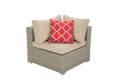 7 Piece Outdoor Bistro Wicker Sectional Conversation Sets, All-Weather Patio Rattan Furniture Sets with Seat Cushions & Coffee Table, 2 Pillows for Living Room, Porch, Backyard, 330 lbs, SS644