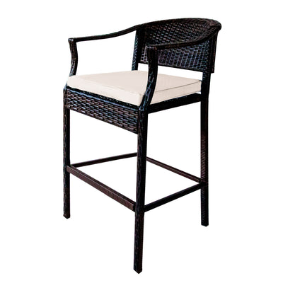 Outdoor Patio Furniture Sets, 3 Piece High Top Table and Chair with Cushions, Modern Bistro Rattan Chair Conversation Sets with Coffee Table for Backyard Garden Pool Deck, L