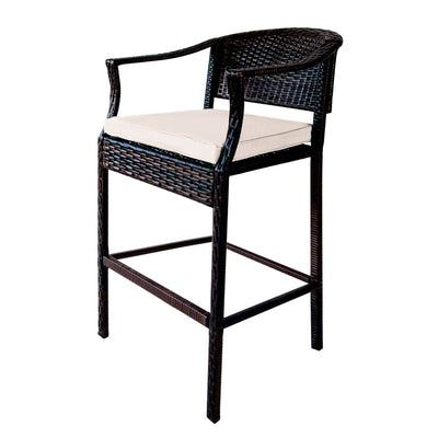 Wicker Patio Furniture Set with Cushions, 3 Piece Outdoor Bar Bistro Set with Height Top Coffee Table, Modern Wicker Rattan Patio Furniture Set with Cushions for Backyard Garden Pool Deck, LLL1795