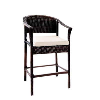 Wicker Patio Furniture Set with Cushions, 3 Piece Outdoor Bar Bistro Set with Height Top Coffee Table, Modern Wicker Rattan Patio Furniture Set with Cushions for Backyard Garden Pool Deck, LLL1795