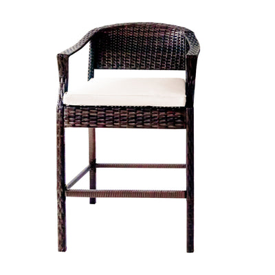 Outdoor Patio Furniture Sets, 3 Piece High Top Table and Chair with Cushions, Modern Bistro Rattan Chair Conversation Sets with Coffee Table for Backyard Garden Pool Deck, L