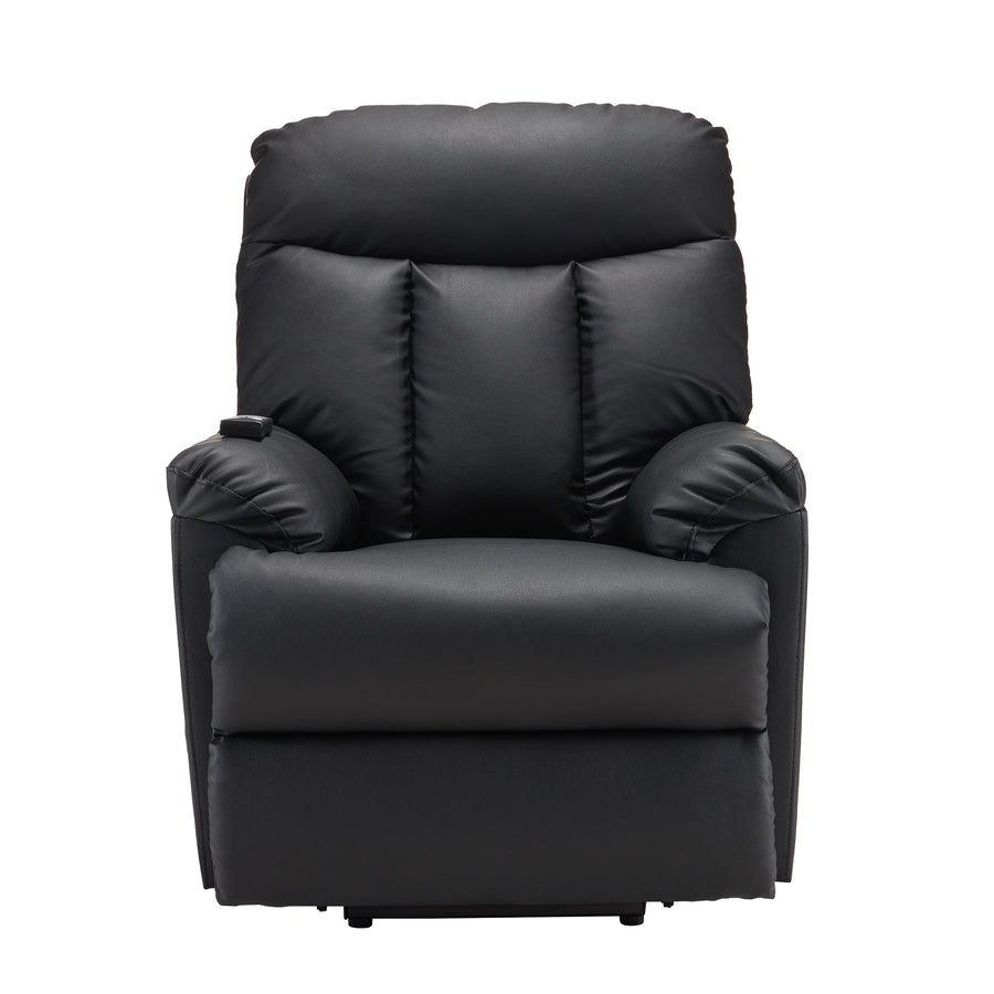 Lift Chair Recliner with Remote Control, Black PU Leather Power Lift Recliner Chair for Elderly, Heavy Duty Electric Lift Chair Recliners Sofa Lounge Chair for Living Room,330 lb Capacity, L