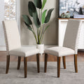 Upholstered Dining Chairs Set of 2, 39.17" Tufted High Back Padded Dining Chairs w/Solid Wood Legs, Classic Fabric Beige Parsons Side Chair for Home/Kitchen/Living Room, 330lbs, S14047