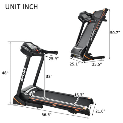 Treadmill with Incline, Folding Electric Treadmill for Home, Electric Motorized Running Machine with Display and Cup Holder, Jogging Exercise Equipment with 12 Preset Programs, LLL2340