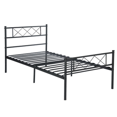 Twin Bed Frame No Box Spring Needed, SEGMART Twin Platform Bed Frame with Headboard, Metal Full Size Bed Frame, LLL2957