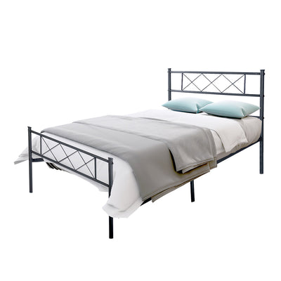 Twin Bed Frame No Box Spring Needed, SEGMART Twin Platform Bed Frame with Headboard, Metal Full Size Bed Frame, LLL2957