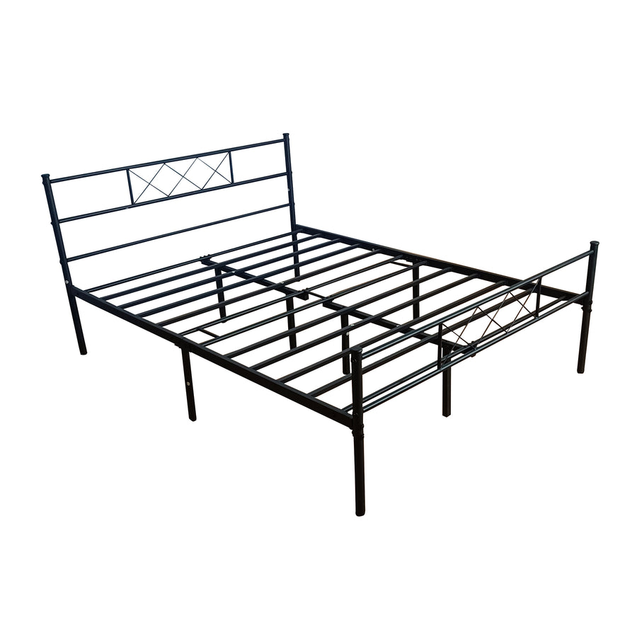 Full Size Bed Frame with Headboard, SEGMART Metal Bed Frame with Metal Slat Support, Full Platform Bed Frame for Adults Kids, Full Bed Frame No Box Spring Needed, 77.6"Lx56"W/Holds 220LBS, Black, L