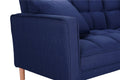 Futon Couch Bed, Fabric Futon Sofa Couch with Armrest, Modern Navy Blue Convertible Futon Sofa Bed Recliner Couch with Wood Legs, Two Pillows, Living Room Furniture Sofa for Small Spaces, L5171