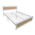 Queen Size Platform Bed Frame, SEGMART Metal Platform Bed Frame with Headboard, Solid Metal Bed Frame with Metal Slat Support, Bed Frame No Box Spring Needed, 81.5"Lx61.8"W, Max Holds 500LBS, White, L