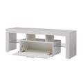 White TV Stand, SEGMART Modern TV Console Cabinet with LED Lights, High Gloss TV Console Table with Storage Drawers, Home Media Entertainment Center for Living Room, 51"x13.7"x17.7", LLL2569