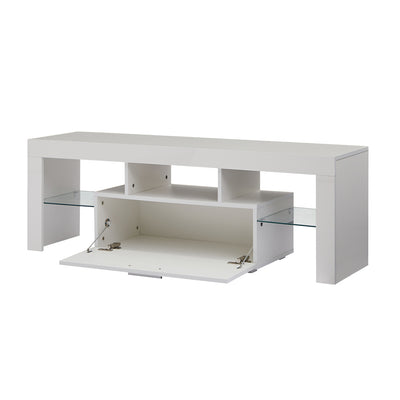 White TV Stand, SEGMART Modern TV Console Cabinet with LED Lights, High Gloss TV Console Table with Storage Drawers, Home Media Entertainment Center for Living Room, 51"x13.7"x17.7", LLL2569