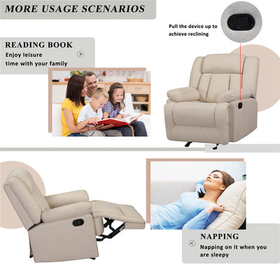 Segmart Microfiber Recliner, Beige, L