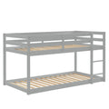 Twin over Twin Bunk Bed, SEGMART Wood Bunk Beds for Kids, Solid Bunk Bed Twin over Twin, Low Bunk Beds with Ladder/Rail, Space-Saving Bunk Beds for Small Rooms, No Box Spring Needed, Gray, H1401