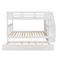 Segmart White Full Over Full Bunk Bed with Trundle, Solid Wood Full Bunk Bed with Stairs, Detachable Bunk Bed Frame for Kids, Boys, Girls, Teens, LLL1462