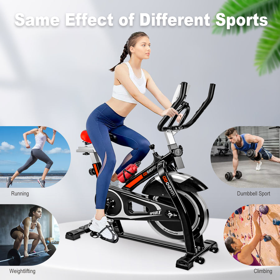 Cycling Bike, Indoor Stationary Cycling Bike with Monitor, Bottle Holder, Smooth Belt Drive Stationary Exercise Bike, Adjustable Seat Bicycle Stationary Bike for Home Cardio Gym Workout, L5362