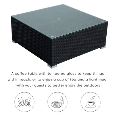 Segmart 7 Pc Outdoor Patio Sectional Set, White and Black with Table, L