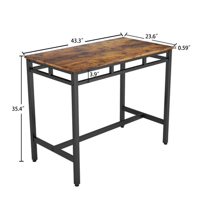 Counter Height Table Set of 5, Breakfast Bar Table and Stool Set, Minimalist Dining Table with Backless Stools, Wood Top Pub Table & Chair Set for Kitchen Apartment Bistro - Space Saving