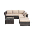 Patio Conversation Set, 4 Piece Outdoor Sectional Sofa Set with 2-Seater Sofas, Ottoman, Coffee Table, All-Weather Wicker Furniture Dining Set with Cushions for Backyard, Porch, Garden, Pool, L3550