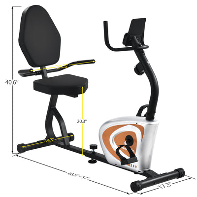 Home Exercise Equipment, Recumbent Bike with Digital Monitor, 8-Level Magnetic Resistance Indoor Cycling Stationary Bike with Adjustable Seat, Recumbent Exercise Bike for Home Gym, Holds 285lbs, L4477