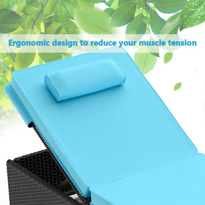 Outdoor Lounge Chairs, 3Pcs Patio Chaise Lounge Chairs Furniture Set with Adjustable Back and Head Pillow, All-Weather Rattan Reclining Lounge Chair for Beach, Backyard, Porch, Garden, Pool, LLL1554