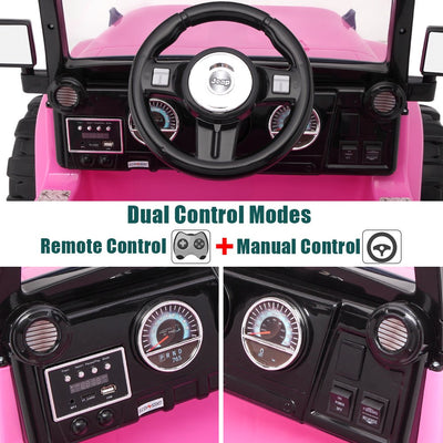 Ride on Cars for Girls, 12V Electric Ride on Cars with Remote Control, Pink Motorized Vehicles Ride on Truck Car with Lights, L6675