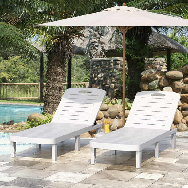 2 Pack Outdoor Lounge Chairs, SEGMART Patio Chaise Lounge for Tanning,