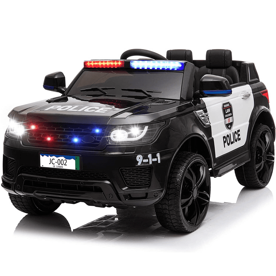 Battery Cars for Kids, 12V Ride on Toys with Remote Control, Powered Police Ride on Truck Gifts for Boys Girls, 3 Speed Electric Vehicle Cars with LED Flashing Light, Music, Horn, L6351