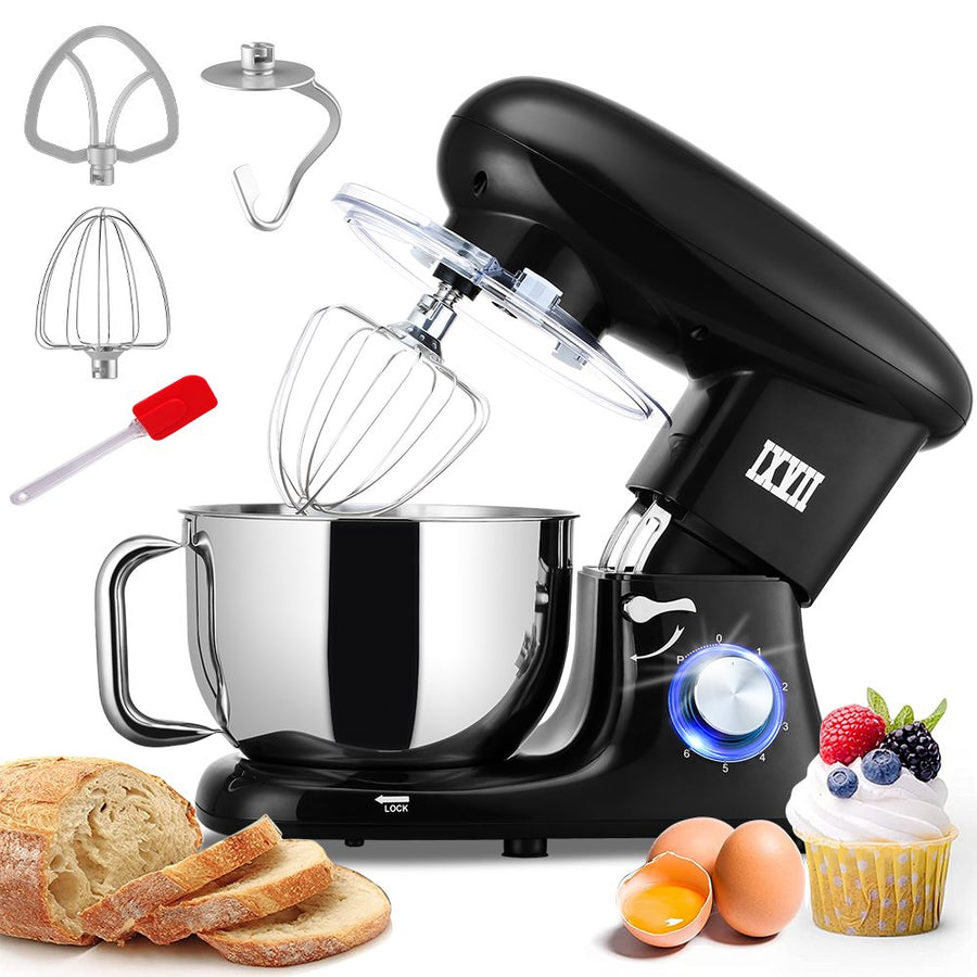 Kitchen Stand Mixer, Black 5.8QT Tilt-Head Electric Stand Mixer with Handle, 660W 6-Speed Food Dough Mixer with Stainless Steel Bowl/Dough Hook/Beater/Whisk/Spatula for Baking, Cake, Cookie, HJ158