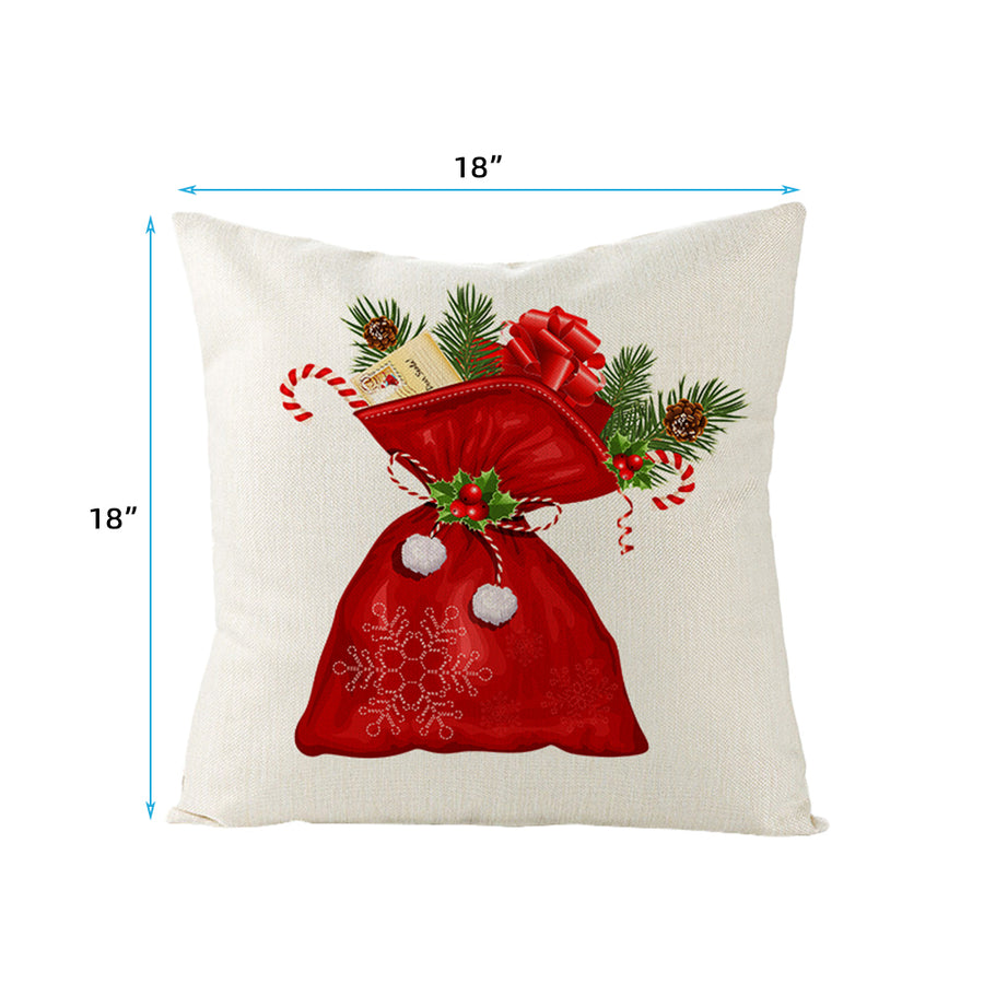 Christmas Throw Pillow Covers Set of 2, SEGMART Breathable Linen Throw Pillow Covers w/ Hidden Zipper, 18'' x 18'' Square Winter Christmas Decorative Pillowcase for Christmas Thanksgiving Day, S12325