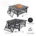 SEGMART Outdoor Fire Pit, 32" Square Metal Fire Pit Table with Waterproof Cover, Stove Wood Burning BBQ Grill Fire Pit Bowl, Spark Screen & Log Poker, Ideal for Yard Patio Beach Picnic Bonfire, K2724