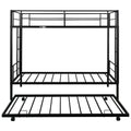 Bunkbed with Roll Out Trundle Bed Frame, Metal Bunk Bed Can Be Divided Into Two Twin Beds, Trundle Twin Bunk Bed with Ladders and Guardrails for Guest Room, Space Saving Bedroom Furniture, B21