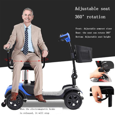 Segmart Motorized Scooter with 360° Swivel Seat, 4 Wheel Electric Mobility Scooter with Detachable Basket and Control Panel, Electric Medical Carts for Senior Handicapped Adults, Maximum Speed 5 Mph, 265 lbs, SS559