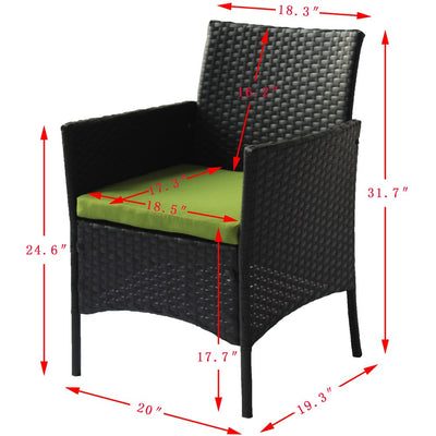 Patio Furniture Set Clearance, 4 Piece Wicker Patio Set with Glass Dining Table, Loveseat & Cushioned Wicker Chairs, Modern Rattan Outdoor Conversation Sets for Backyard, Porch, Garden, L3121