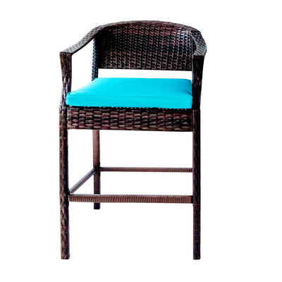 Wicker Patio Furniture Sets with Cushions, 3 Piece Outdoor Bar Bistro Set with Height Top Coffee Table, Modern Wicker Rattan Patio Furniture Set with Cushions for Backyard Garden Pool Deck, LLL1785