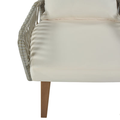 SEGMART 3 Pieces Outdoor Bistro Patio Bar Furniture Sets, Outdoor Woven-Rope Bistro Table Set with Wood Table and 2 PCS Chair, Woven-Rope Bar Chairs Set with Cushion for Poolside, SS310