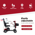 Electric Mobility Scooter, SEGMART Mobility Scooter with 9'' Pneumatic Tires, 300W Motor Compact Powered Wheelchair with Cup Holders, USB Charging Port, Basket, Including The US Flag, Red, SS1898