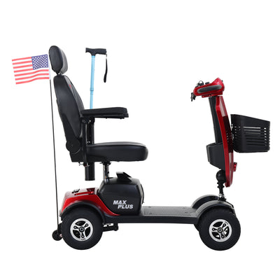 Electric Mobility Scooter, SEGMART Mobility Scooter with 9'' Pneumatic Tires, 300W Motor Compact Powered Wheelchair with Cup Holders, USB Charging Port, Basket, Including The US Flag, Red, SS1898