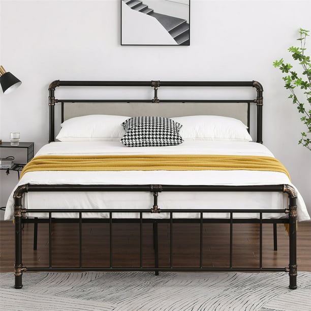 Bed Frame with Headboard, Queen Size Bed Frame for Adults Teens Kids, Metal Platform Bed Frame with Metal Slat Support, Queen Bed Frame No Box Spring Need, 83"Lx61"Wx40.83"H, Max Holds 661LBS, L