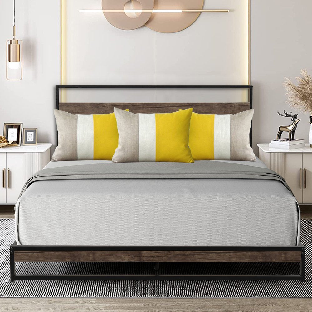 邦楽 mama's bedroom / Garden Queen Bed Frame with Headboard, SEGMART Metal Bed Frame with