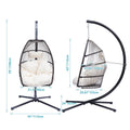 Outdoor Hanging Egg Chair, Patio Wicker Swinging Hanging Chairs with Stand, UV Resistant Hammock Chair with Cushion, 250lbs, S10002