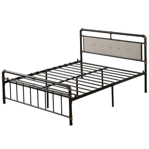 Bed Frame with Headboard, Queen Size Bed Frame for Adults Teens Kids, Metal Platform Bed Frame with Metal Slat Support, Queen Bed Frame No Box Spring Need, 83"Lx61"Wx40.83"H, Max Holds 661LBS, L