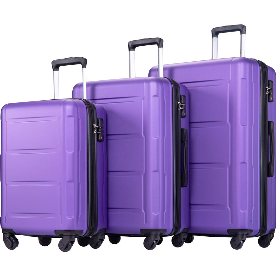 3 Piece Expandable Luggage Sets on Sale, SEGMART Carry on Suitcase w/ TSA Lock, Lightweight Hardshell Luggage Dual Spinner Wheels Set: 20in 24in 28in, Heavyweight Suitcase for Traveling, Purple, S6587