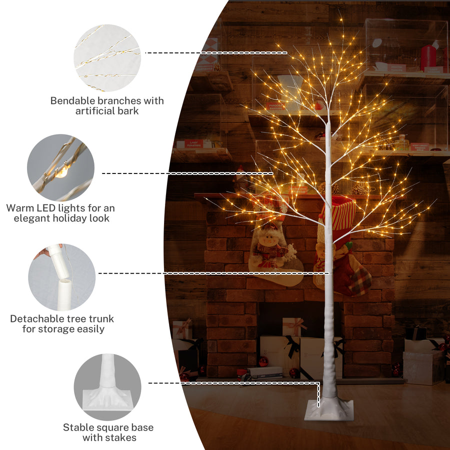 SEGMART Home White Birch Christmas Trees, 3PCS 6FT/5FT/4FT Artificial Christmas Tree with Birch Trees Light, Solid Metal Stand, Decorations for Home, Party, Christmas, Indoor, Outdoor, White, SS041