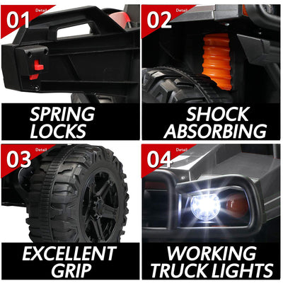 Electric Kids Toys, Kids Ride-on Tractor with Trailer, 12V Car w/ Parental Remote Control, Safety Belt, Music, MP3 Player, Headlight, Motorized Truck for Boys Girls