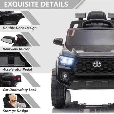 Licensed Toyota Tacoma Kids Ride on Toys, 12V Battery Powered Electric Car for Boys Girls w/ Remote Control, LED Lights, MP3 Player