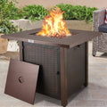 Gas Fire Pit, SEGMART 28" 40,000 BTU Fire Pit Table, Propane Fire Pit with Lid/Lava Rocks, Metal Square Gas Fire Pits for Outside Garden Backyard Deck Patio, Bronze, LLL4004