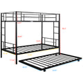 Bunkbed with Roll Out Trundle Bed Frame, Metal Bunk Bed Can Be Divided Into Two Twin Beds, Trundle Twin Bunk Bed with Ladders and Guardrails for Guest Room, Space Saving Bedroom Furniture, B21
